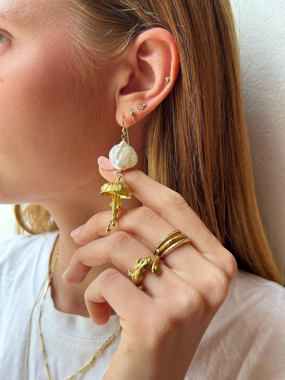 Pearl jellyfish earring - single piece