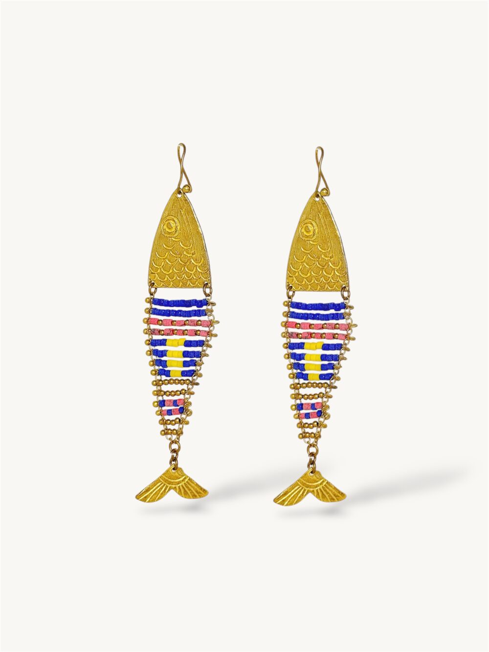 Beaded golden fish earrings (set)