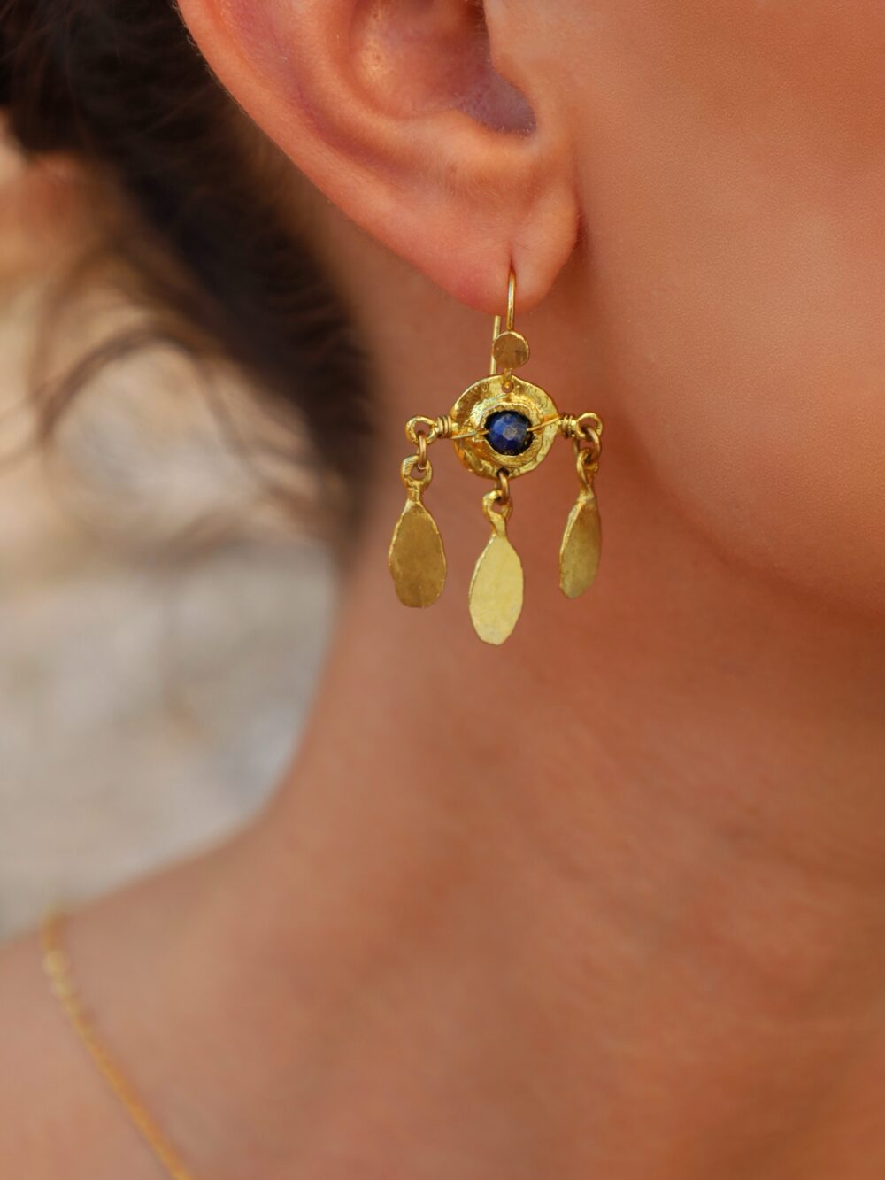 Navy crystal earring